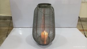 Nickel Finished Metal Wax <b>Candle</b> <b>Lantern</b> Tealight <b>Candle</b> Holders <b>Large</b> For Christmas Home Decoration Living Room and Table Decor - Product Image 3