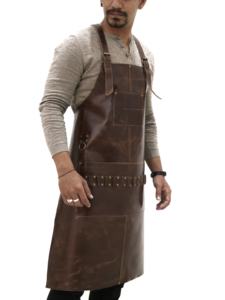 High Quality Leather <b>Work</b> Restaurants Workshop <b>Apron</b> With Leather Pockets Kitchen Cooking <b>Apron</b> Barber Bbq - Product Image 6