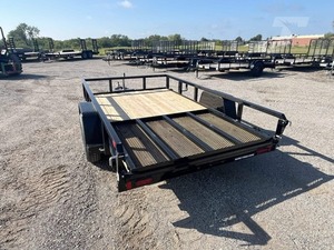 Heavy Duty <b>Farm</b> Yard Garden 10 Ft X 72 In ATV Utility <b>Trailer</b> Black Metal Frame Wood Deck Open Side Rails - Product Image 5
