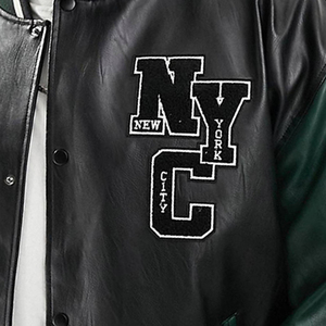 Veste universitaire à col montant personnalisée OEM pour hommes Bomber Letterman Baseball Logo brodé sur le devant Vestes universitaires scolaires vente en gros - Product Image 5