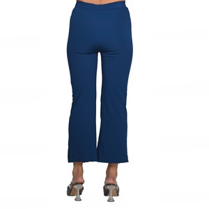 Pantalon de survêtement décontracté pour femme moderne, coupe régulière, taille élastique, taille mi-haute, devant plat, en laine peignée écologique, longueur cheville, pour l'été - Product Image 2