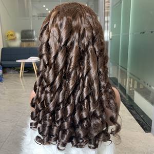 GUGU HAIR VIETNAM Raw Vietnamese Hair <b>Wig</b> Loose Bouncy Curly Natural <b>Brown</b> Color Hair Weaving Extension No Tangle No Shedding - Product Image 1