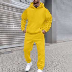 2025 nouvelle mode hommes survêtement ensembles à capuche et pantalon femmes couleur unie pull à capuche + pantalon costume vêtements de sport décontractés ensembles mâle - Product Image 2