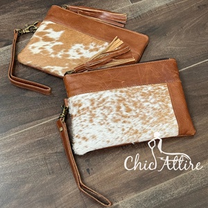 Bolso de mano de cuero de vaca con estilo para mujer, bolso de mano portátil, cartera de mano, monedero pequeño, bolso de viaje y bolsa con borlas - Product Image 1