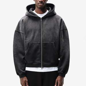 Heavyweight Custom Oversized Zip Fleece 100% algodón Eco-Friendly Blank Plain Streetwear Vintage Acid Wash Pullover Distressed - Product Image 1