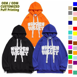 เสื้อฮู้ดพิมพ์ลายพัฟขนแกะอบอุ่นโอเวอร์ไซส์เสื้อสวมหัวผ้าฝ้าย unisex ทนทานต่อสไตล์สตรีทสวมใส่สบายทันสมัย - Product Image 4