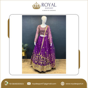 ชุดไปงานปาร์ตี้หรูหราดีไซเนอร์แฟชั่น,ผ้าโปร่งปักเลื่อมทั้งตัวสามารถเย็บให้เจ้าสาว Lehenga Choli - Product Image 2