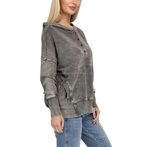 Sudaderas con capucha de punto transpirables ecológicas informales para mujer Hombro caído con logotipo frontal y estampado de figura de ropa de calle para otoño - Product Image 5