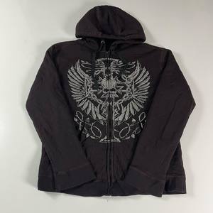 Streetwear pour homme Sweat à capuche zippé imprimé en 3D Logo personnalisé 100% Coton lourd délavé à l'acide Y2k Zipper Street Hoodies - Product Image 1