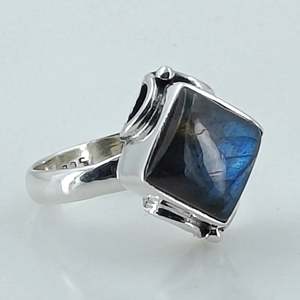 925 Sterling Silver Handmade <b>Ring</b> <b>Labradorite</b> Inlay Cushion Shape Boho Style November Birthstone Jewelry Perfect Gift for Her - Product Image 5