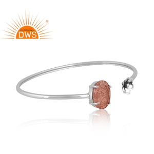Bracelet de manchette en quartz fraise naturel et argent 925 avec pierres précieuses pour femmes, design personnalisé, fabricant de bijoux - Product Image 3