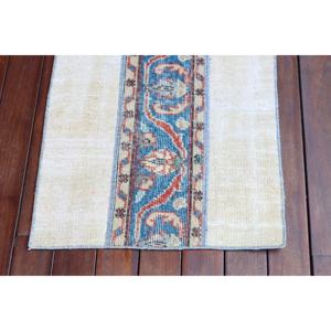 Alfombra Turca Vintage, Alfombra de 1.8x3.8 pies, Alfombra Azul con Rayas Pequeñas - Product Image 5