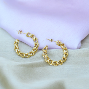 New Latest Bohemian <b>Stud</b> <b>Earrings</b> Minimalist Chain Hoops Brass 18k Gold Plated Geometric Design Women Gift OEM/ODM - Product Image 1
