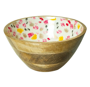 Les plus exigeants, bol à salade en bois émaillé imprimé de forme ronde, bol de service pour restaurant, design de dessus - Product Image 1