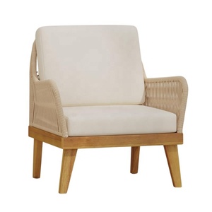 Nuevo diseño de muebles indonesios, sillas minimalistas de madera y ratán para jardín, más estética y espuma gruesa, tela suave - Product Image 2