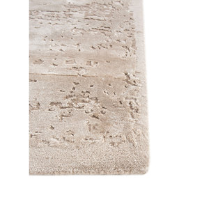 Alfombra Kavi Ivory de Lana y Seda de Bambú Anudada a Mano, Esk-330(3D), 10 mm de Grosor, Diseño Abstracto para Sala de Estar, Pasillo, Forma Rectangular - Product Image 4