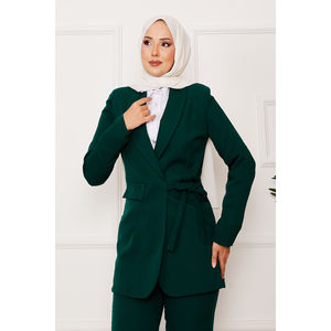 Conjunto de Traje con Chaqueta Cruzada para Mujer, Color Esmeralda - Product Image 2