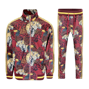 Ensemble de survêtement pour homme en polyester avec fermeture éclair respirant léger athlétique jogging décontracté tenue de sport - Product Image 1