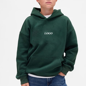 Sweat-shirt élégant pour garçons avec doublure intérieure lisse, pull à manches longues, couleur unie et logo personnalisé avec poches kangourou - Product Image 1
