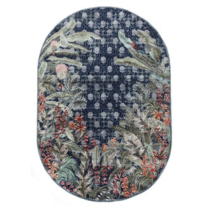 พรมขนสัตว์และไหมถักมือลายดั้งเดิมสีน้ำเงินอินเดียรุ่น SLR-7071-CS-01 - Product Image 1