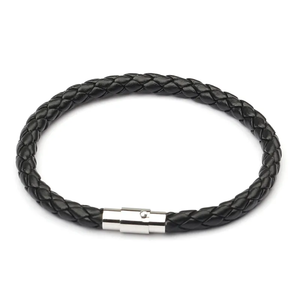 Venta al por mayor de calidad superior de los hombres de plata broche trenzado pulsera de cuero de moda de cadena y pulseras de eslabones - Product Image 4