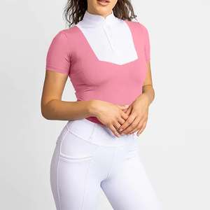 Tops personalizados de competición para mujer, camisas de manga corta para espectáculo, ropa para montar a caballo, capa Base, camisas de espectáculo para mujer para jinete - Product Image 2
