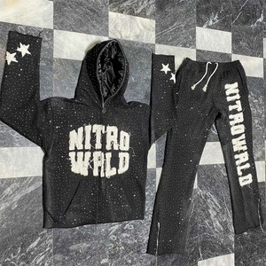 2025 Men's Embroidered Hoodie Rhinestones High Quality 100% Cotton Regular Fit Comfortable Thermal Wear Eco-Friendly Windproof - Product Image 4