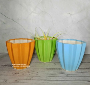 Contemporary Style <b>Ceramic</b> <b>Pot</b> with Texture Finish for Home Tabletop Display - Product Image 5