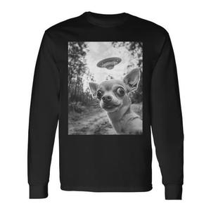 Camiseta de Manga Larga con Meme de OVNI de Chihuahua, Selfie con OVNI para Promociones - Product Image 1