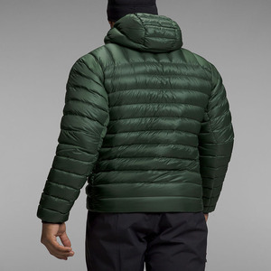 Veste d'hiver en duvet pour homme de haute qualité avec logo personnalisé, capuche, manteau matelassé noir, tissu en toile, nouveau streetwear, logo positionné à l'avant - Product Image 4