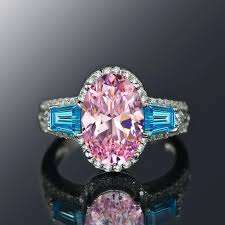 Glamorous Wedding 925 Sterling Silver Prong Setting Anillos de piedras preciosas Cubic Zirconia Corte ovalado Rodio Plateado Joyería clásica para mujer - Product Image 3