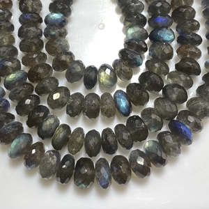 Perles en forme de rondelle à facettes en labradorite de qualité fine perles en gros arc-en-ciel noir perles flash multicolores - Product Image 6