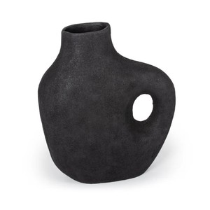 Vase de table en métal décoratif moderne fait à la main Design unique pour la décoration de la maison-Vase d'art en métal noir pour salon chambre bureau - Product Image 1