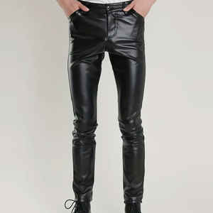 Pantalones de Cuero para Hombre, Nueva Llegada, Resistentes al Viento, Ligeros, Ecológicos, de Alta Calidad, Estilo Urbano Clásico, Corte Recto, Cintura Media, para Invierno - Product Image 1