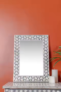 Magnifique miroir mural décoratif pour salle de bain, personnalisé, écologique, avec incrustations en os, cadre moderne, fait à la main - Product Image 3