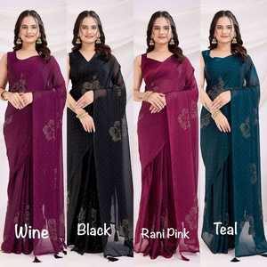 Sari en tissu de soie Rangoli abstrait moderne, dernier style de vêtement, prêt à être expédié de l'usine, prix abordable - Product Image 6