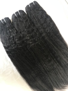 Extensiones de Cabello Humano Virgen Camboyano con Cutícula Alineada, Liso Kinky, con Cierre 4x4 de Encaje Transparente, Venta al por Mayor - Product Image 2