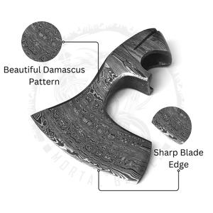 หัวขวานเหล็กดามัสกัสคุณภาพสูง งานแฮนด์เมด สำหรับตั้งแคมป์ แบบทอมฮอว์ก วิกิ้ง หัวขวานเปล่า ขายส่ง - Product Image 3