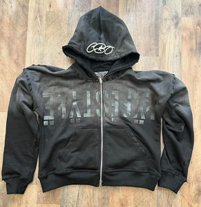 Sweat à capuche court zippé en éponge française 500gsm lavé à l'acide pour hommes - Product Image 5