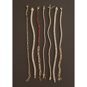 Serena Baguette Tennis Link <b>Bracelet</b> in <b>Ruby</b> Fashion Charm <b>Bracelets</b> - Product Image 6