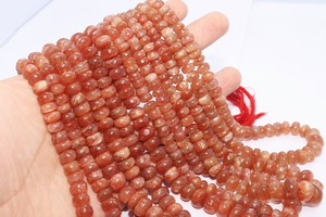 Gorgeous Natural Sunstone Smooth Rondelle Beads 6-7mm Venta al por mayor Sunstone Gemstone Bead Strands para la fabricación de joyas 16 pulgadas - Product Image 3