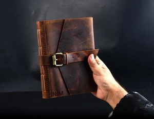 Journal en cuir vintage pour hommes | Journal de voyage A3 brun rustique | Idée cadeau de Noël gravée - Product Image 2