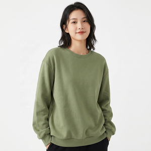 Sudadera Unisex Verde Oliva de Cuello Redondo, Corte Holgado, Tejido de Algodón, Estilo Casual, Color Sólido, para Otoño - Product Image 4