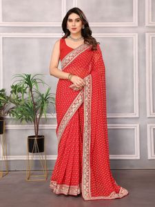 Latest <strong>Designer</strong> Georgette Silk <strong>Bandhani</strong> Printed Lace Border <strong>Suit</strong> by Fab Zone - Product Image 4