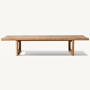 Mesa de madera de teca con tamaño personalizado, forma rectangular, para uso en exteriores, resistente a la putrefacción, con un estilo moderno y sencillo. - Product Image 1