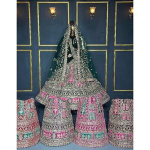 Royal Rajwadi moderne Simple robe de bal robe de mariée haute mariée Lehenga matériaux floraux demoiselle d'honneur mère mariée parole longueur - Product Image 4