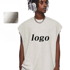 100% Cotton Sleeveless T-shirts Wholesale Tank Top Men High Quality T Shirt Custom Running Singlets for Men - Product Image 3