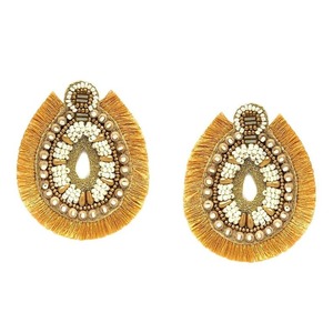 Boucles d'oreilles en coton perlé de dernière génération, bijoux de mode bouddhiste pour femmes, de haute qualité, artificiels, faits à la main, légères, forme ovale - Product Image 6