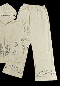 Conjunto de Dos Piezas de Sudadera con Capucha y Pantalones Deportivos con Cremallera y Pedrería Personalizada, Estampado DTG, Estilo Vintage Lavado Ácido para Hombre, Invierno - Product Image 4