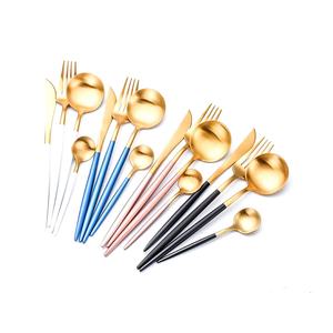 Couverts dorés élégants de luxe avec poignée moderne unique en acier inoxydable ensemble de couverts pour mariage restaurant maison hôtel - Product Image 5